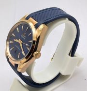 OMEGA SEAMASTER AQUA TERRA ROSE GOLD BLUE RUBBER STRAP LIMITED EDITION SWISS AUTOMATIC WATCH - Image 4