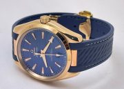 OMEGA SEAMASTER AQUA TERRA ROSE GOLD BLUE RUBBER STRAP LIMITED EDITION SWISS AUTOMATIC WATCH - Image 6