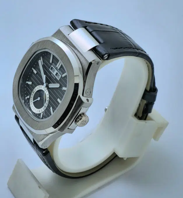 Patek Philippe Nautilus Annual Calendar Moon Phase Leather Strap Swiss Automatic Watch - Image 4