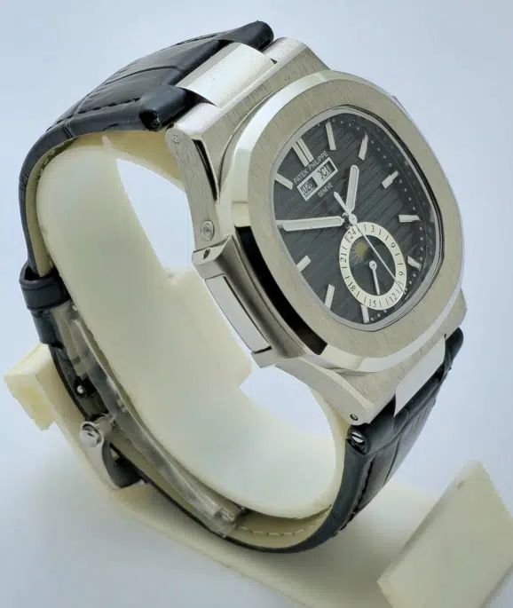 Patek Philippe Nautilus Annual Calendar Moon Phase Leather Strap Swiss Automatic Watch - Image 5