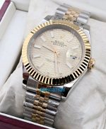 Rolex Date-Just Golden Fluted Motif Swiss Automatic Watch