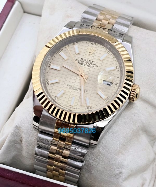 Rolex Date-Just Golden Fluted Motif First Copy Watch