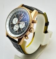 Breitling Navitimer Rose Gold Black Leather Strap Watch - Image 4