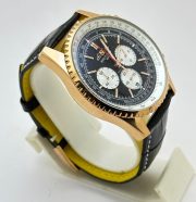 Breitling Navitimer Rose Gold Black Leather Strap Watch - Image 5