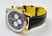 Breitling Navitimer Rose Gold Black Leather Strap Watch - Image 6