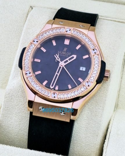 Hublot Classic Fusion Diamond Black Rubber Strap Ladies Watch