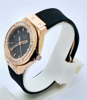 Hublot Classic Fusion Diamond Black Rubber Strap Ladies Watch - Image 4