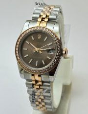 Rolex Datejust Diamond Bezel Brown Dual Tone Swiss Automatic Ladies Watch - Image 2