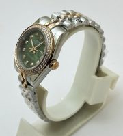 Rolex Datejust Diamond Bezel Green Dual Tone Swiss Automatic Ladies Watch - Image 4