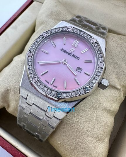 Audemars Piguet Royal Oak Diamond Pink Mother of Pearl Ladies Watch