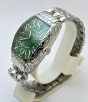 Franck Muller Crazy Hours Croco Green Steel Swiss Automatic Watch - Image 4