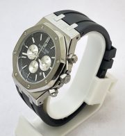 Audemars Piguet Chronometer Steel Black Rubber Strap Watch - Image 4