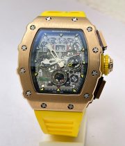 Richard Mille RM11 Rose Gold Yellow Rubber Strap Swiss Automatic Watch - Image 2