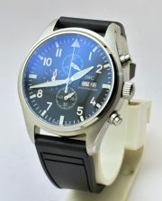 I W C Pilot Chronograph Day-Date Black Rubber Strap Watch - Image 3