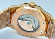 Audemars Piguet Royal Oak Full Diamond Rose Gold Black Swiss ETA Automatic Watch - Image 9