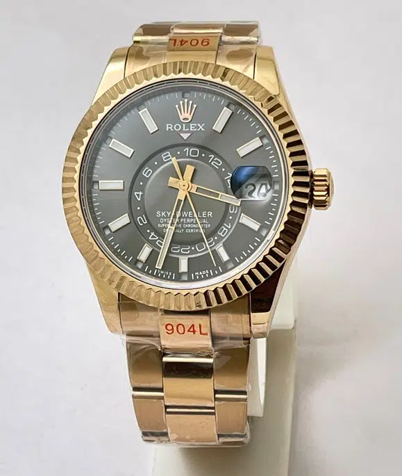Rolex Sky Dweller Brown Rose Gold Swiss ETA Automatic 7750 Valjoux Movement Watch - Image 3