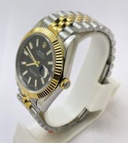 Rolex Date-Just Stick Mark Black Dual Tone Swiss ETA Automatic 2836 Valjoux Movement Watch - Image 3