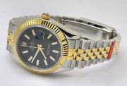 Rolex Date-Just Stick Mark Black Dual Tone Swiss ETA Automatic 2836 Valjoux Movement Watch - Image 5