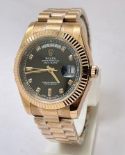 Rolex Day-Date Black Rose Gold Swiss ETA Automatic 2836 Valjoux Movement Watch - Image 2
