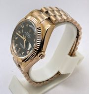 Rolex Day-Date Black Rose Gold Swiss ETA Automatic 2836 Valjoux Movement Watch - Image 3