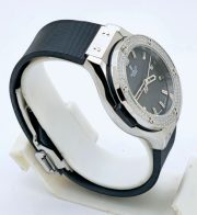 Hublot Classic Fusion Steel Diamond Black Rubber Strap Ladies Watch - Image 5