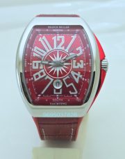 Franck Muller Vanguard Yachting Steel Red Leather Strap Swiss ETA Automatic Watch - Image 3