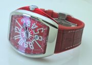 Franck Muller Vanguard Yachting Steel Red Leather Strap Swiss ETA Automatic Watch - Image 6