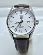 Tag Heuer Carrera Calibre 5 Date Leather Strap White Swiss Automatic Watch - Image 3