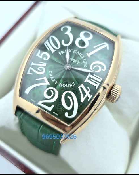 Franck Muller Crazy Hours Green Leather Strap Swiss Automatic Watch