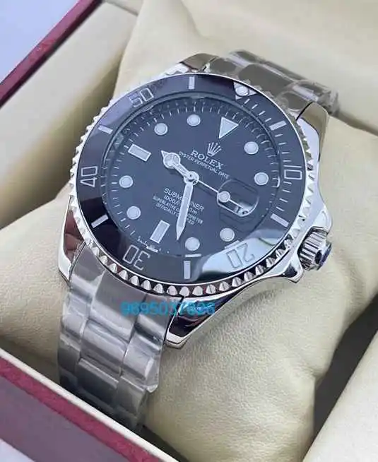 rolex-submariner-black-steel-bracelet-swiss-automatic-watch5 Rolex Submariner Black Dial Steel Bracelet Swiss Automatic Watch