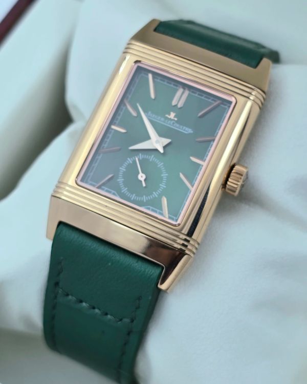 Jaeger Le Coultre Grande Reverso London Flagship Rose Gold Green Watch