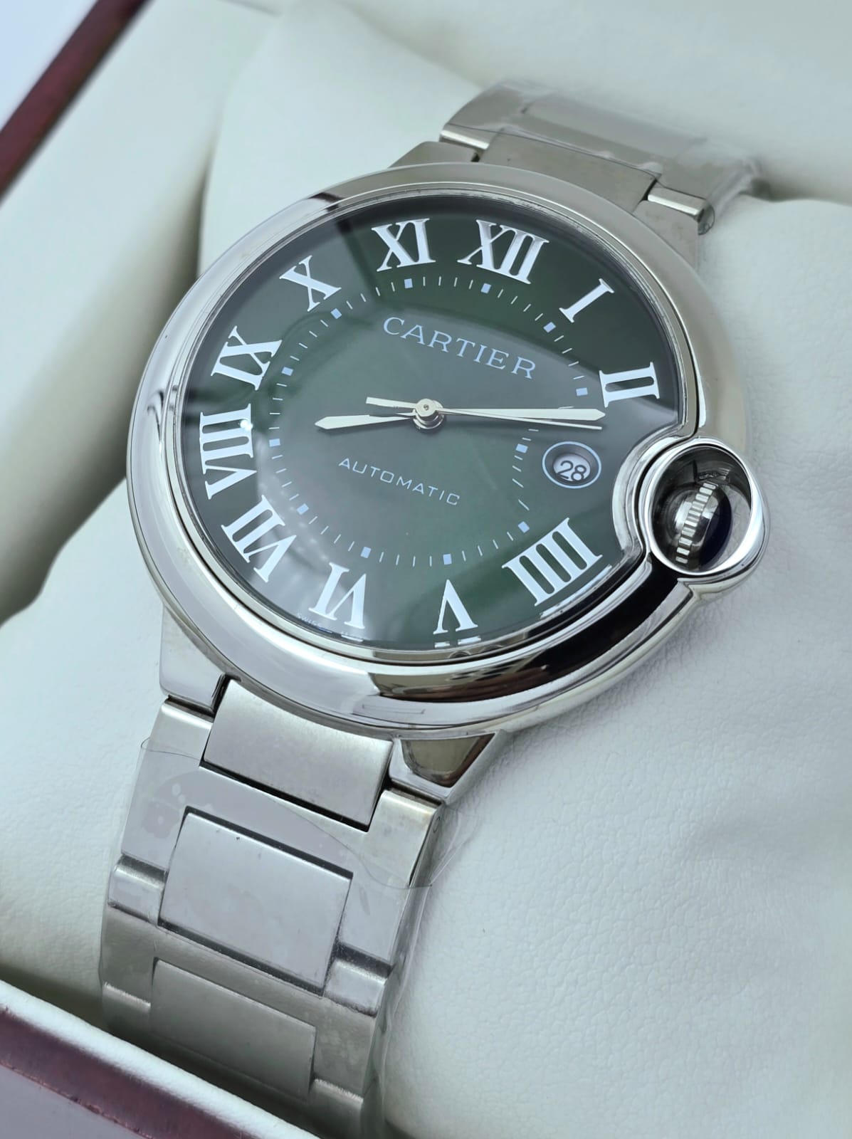 watchocart-watches-date14032623 Cartier Ballon Bleu De Mens Steel Green Swiss Automatic Watch