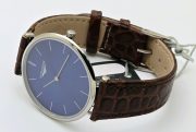 Longines La Grande Classique Ultra Slim Stick Mark Blue Steel Leather Strap Watch - Image 6