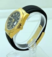 Rolex Sky Dweller Gold Black Rubber Strap Swiss ETA Automatic 7750 Valjoux Movement Watch - Image 4
