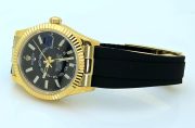 Rolex Sky Dweller Gold Black Rubber Strap Swiss ETA Automatic 7750 Valjoux Movement Watch - Image 6
