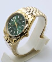 Rolex Date Just Green Dial Stick Mark Gold Swiss Automatic Watch - Image 4