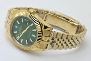Rolex Date Just Green Dial Stick Mark Gold Swiss Automatic Watch - Image 6