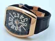Franck Muller Vanguard Yachting Rose Gold Black Leather Strap Swiss ETA Automatic Watch - Image 6