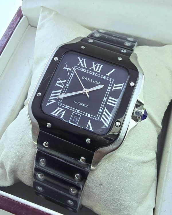 Copy Cartier Santos De Black PVD Watches