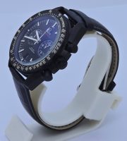 Omega Speedmaster Dark Side of the Moon Black Leather Strap Watch - Image 4