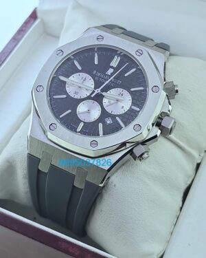 Audemars Piguet Chronometer Steel Black Rubber Strap Watch