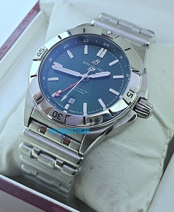 Breitling Chronomat GMT Green Steel Swiss Automatic Watch
