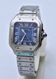 Cartier Santos 100 Steel Blue Swiss Automatic Ladies Watch