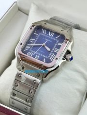 Cartier Santos 100 Steel Blue Swiss Automatic Ladies Watch