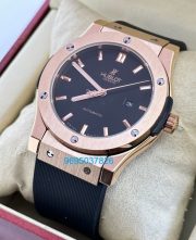 Hublot Vendom Classic Rose Gold Black Rubber Strap Swiss Automatic Watch