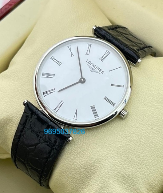 Longines La Grande Classique Ultra Slim Roman Mark Steel Leather Strap Watch