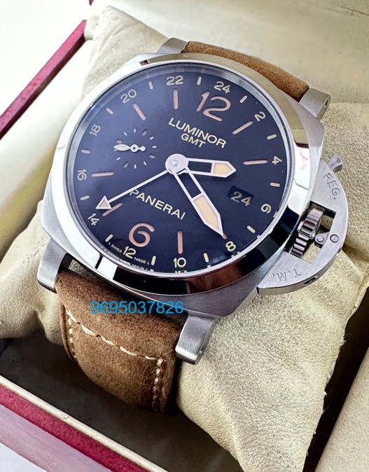 Panerai GMT Steel Brown Strap Swiss Automatic Watch