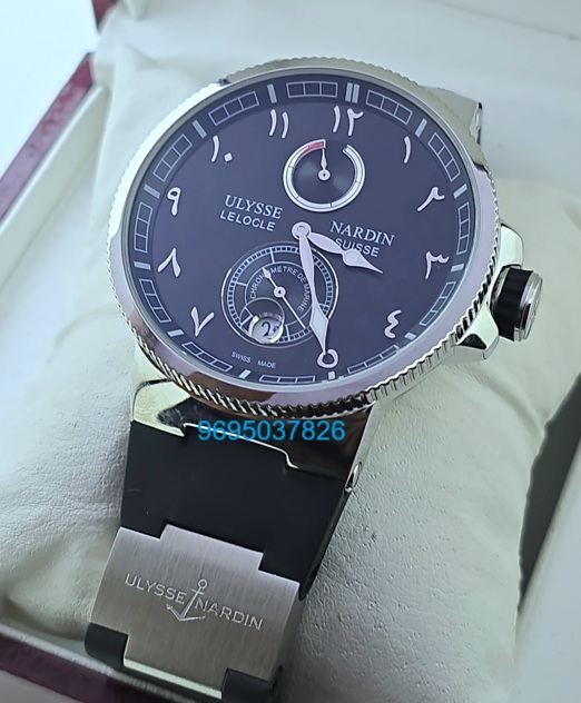 Ulysse Nardin Maxi Marine Chronometer Eastern Arabic Numerals Black Steel Swiss Automatic Watch
