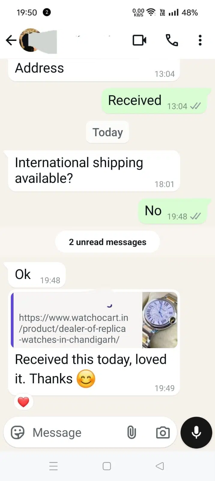 Customer Review Watchocart