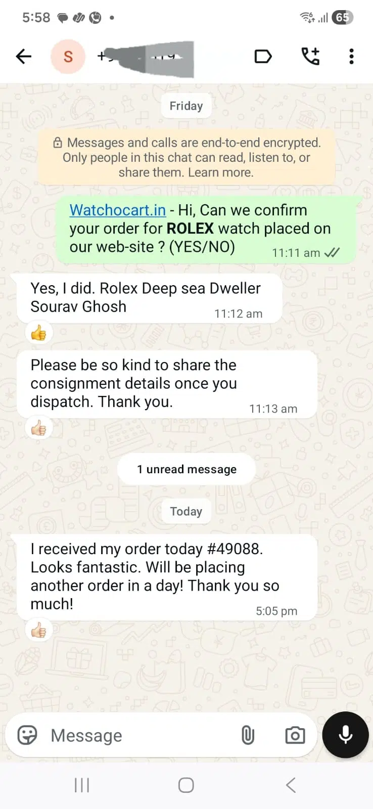 Customer Review Watchocart